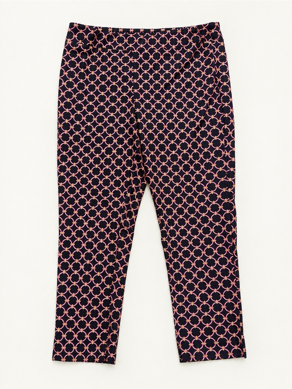 Jude Connally Women’s Large Black Pink & Gold Circle-Print Pull-On Pants